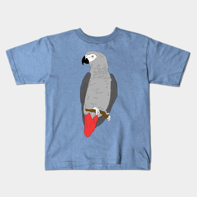African Grey Parrot on Perch Kids T-Shirt by Einstein Parrot